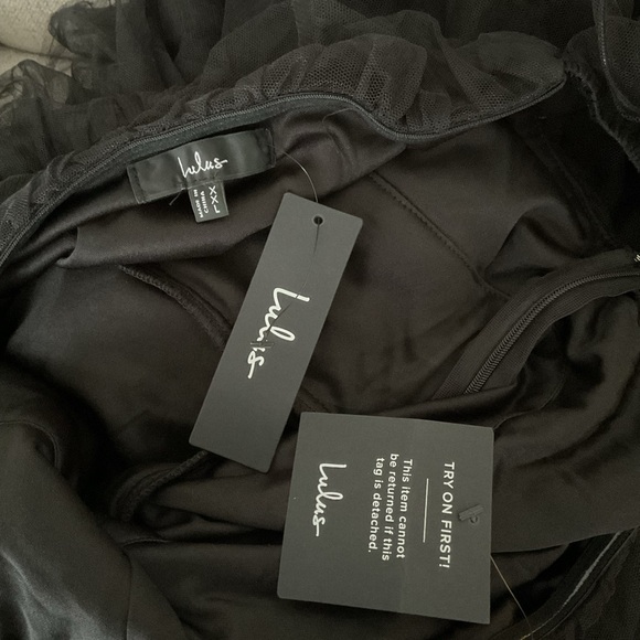 Lulus Tulle For Love Black Mesh Tulle Tiered Ruffled Maxi Dress NWT XXL - Picture 12 of 16